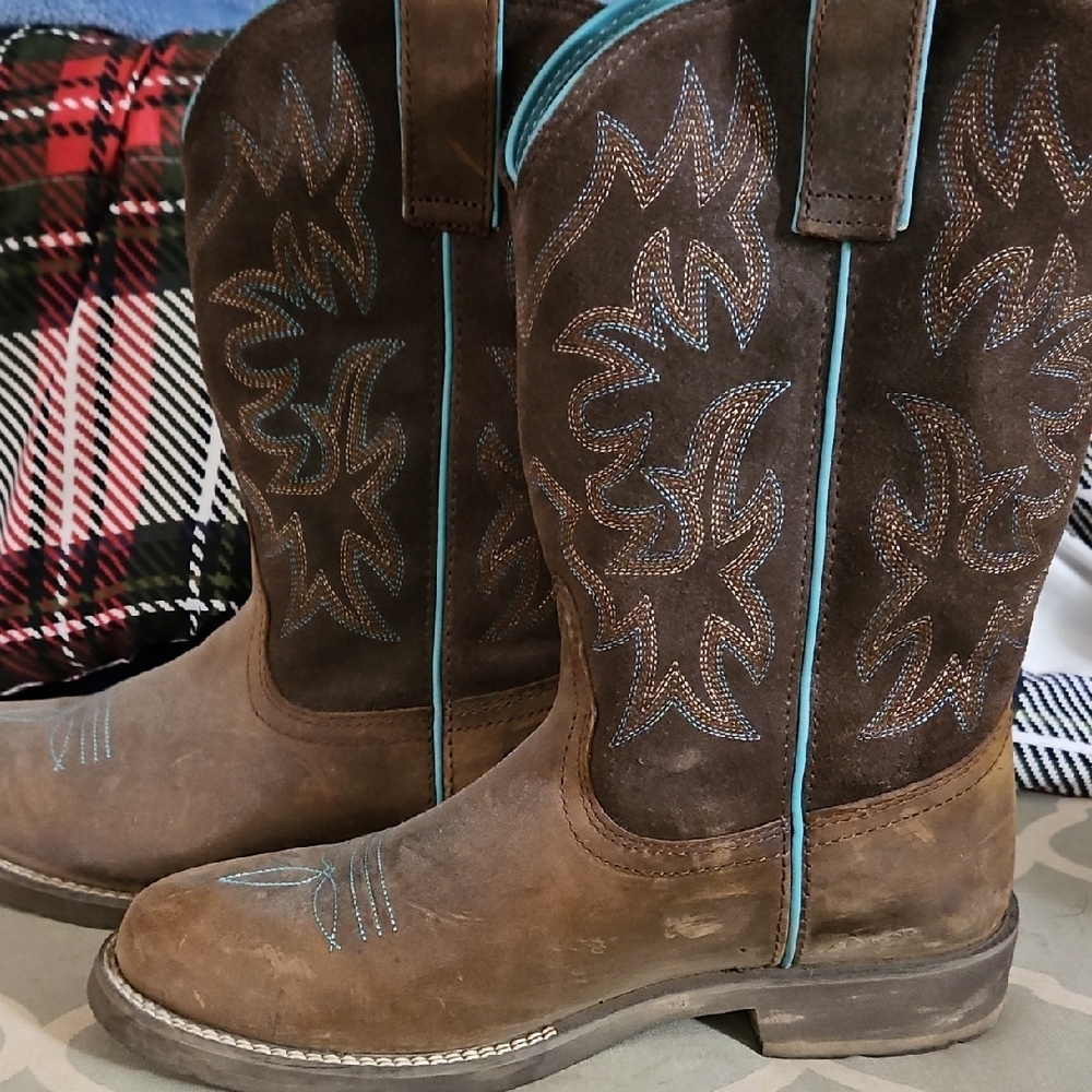 Ariat Brown and Blue Heeled Boots